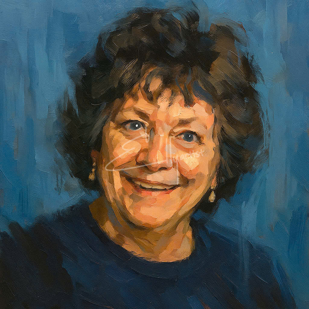 Joyful Grandmother Portrait β Hand-Painted Tribute on Canvas | Custom Gift for Family Memories