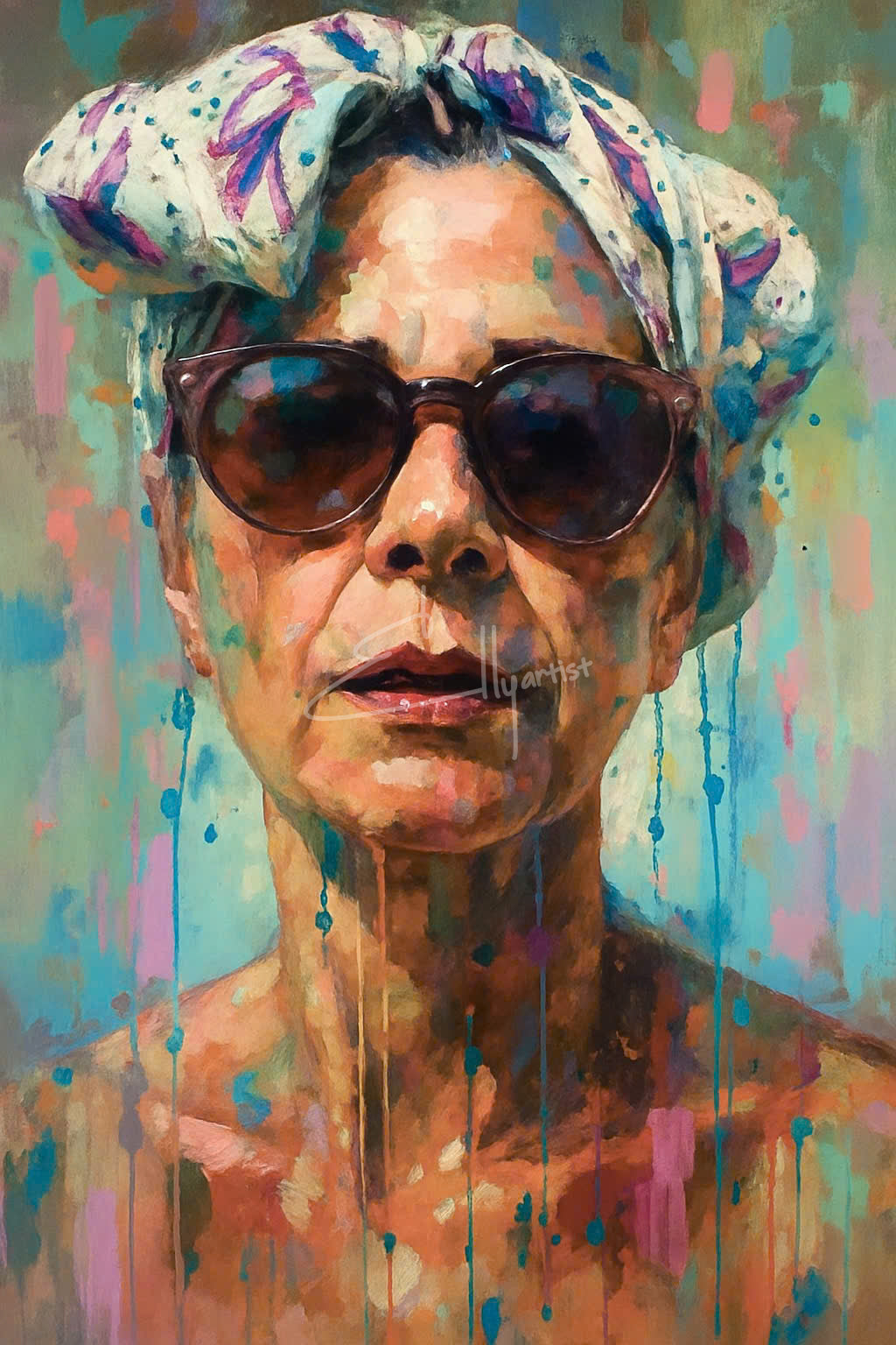 Bold Modern Portrait Painting β Handcrafted in Drip Style | Statement Wall Art for Contemporary Spaces