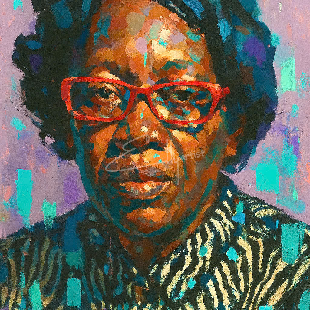 Bold Cultural Portrait β Vibrant Hand-Painted Art on Canvas | Empowered Expression in Color