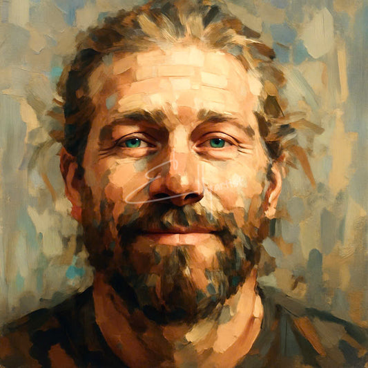 Modern Impressionist Portrait – Warm Expression, Textured Oil Painting Style | Canvas Wall Art