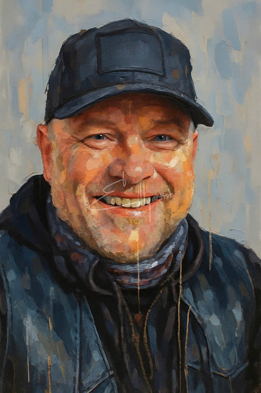 Hand-Painted Custom Portrait – Modern Realism with Artistic Texture | Unique Wall Art Gift