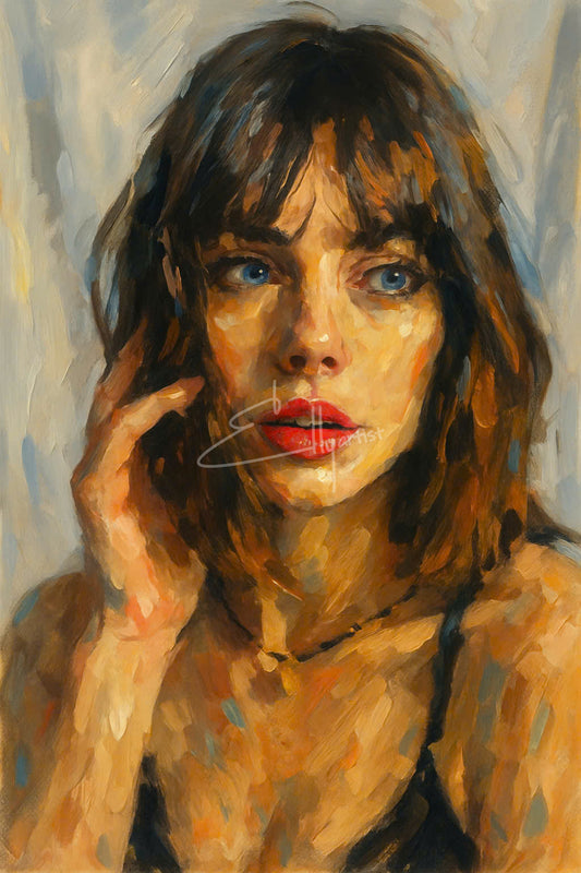 Emotive Female Portrait Painting – Hand-Painted Expressionist Wall Art | Original Canvas for Modern Interiors