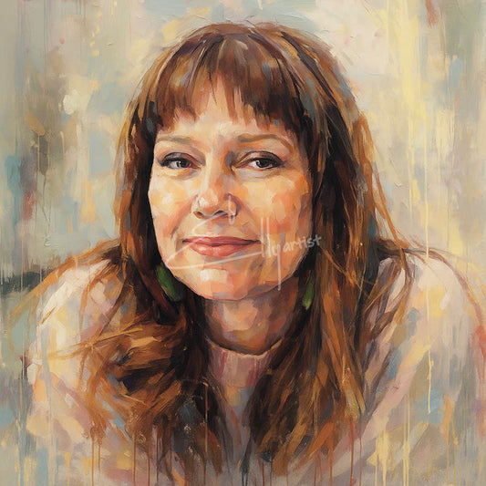 Warm Smile Portrait – Hand-Painted Custom Art | Gentle Expression on Canvas Wall Decor