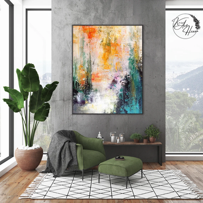 Colourful Acrylic Abstract Painting, Large Wall Art, Abstract Canvas Art, Oversized Wall Art, Extra Large Painting, Wall Art