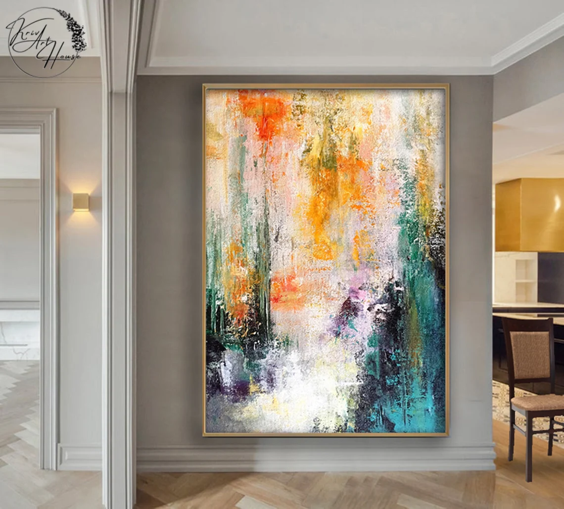 Colourful Acrylic Abstract Painting, Large Wall Art, Abstract Canvas Art, Oversized Wall Art, Extra Large Painting, Wall Art